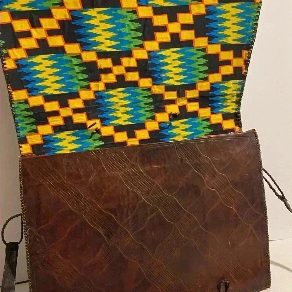 Handmade unsex brown leather briefcase bag